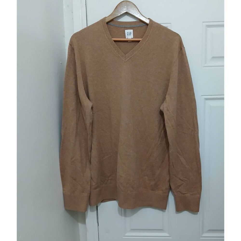 Gap mens large TALL camel color sweater soft cotton longsleeve pullover